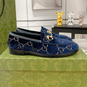 Gucci Jordaan Velvet Blue Leather Loafer – GL075