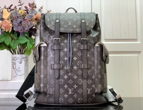 Christopher MM Backpack Black Brushed Monogram Cowhide Leather - LW159 - Image 2