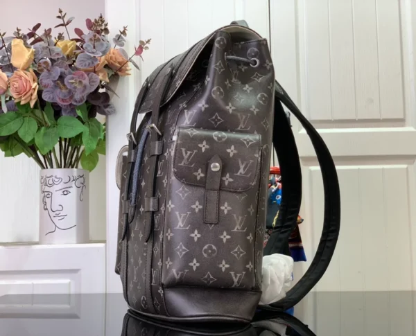 Christopher MM Backpack Black Brushed Monogram Cowhide Leather - LW159 - Image 4