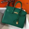 Hermes Birkin 25cm Bag In Vert Vertigo Clemence Leather GHW - HW016