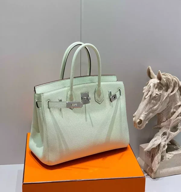 Hermes Birkin 30cm Bag In Blue Brume Clemence Leather GHW - HW018 - Image 4