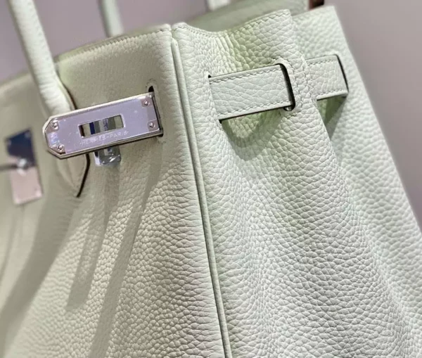 Hermes Birkin 30cm Bag In Blue Brume Clemence Leather GHW - HW018 - Image 6