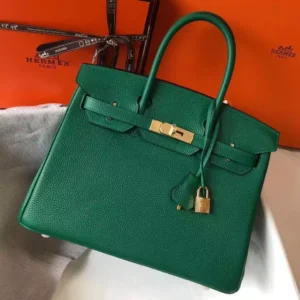 Hermes Birkin 30cm Bag In Vert Vertigo Clemence Leather GHW - HW030