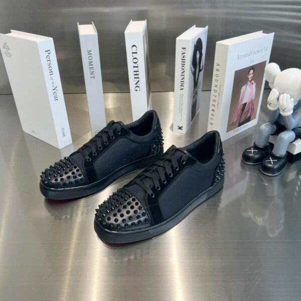 Christian Louboutin Casual Rivet Low Top Spikes Flats Black Sneaker – CLS047 - Image 4