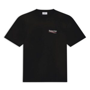BALENCIAGA MEN'S POLITICAL CAMPAIGN T-SHIRT REGULAR FIT IN BLACK – BAS002