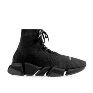 BALENCIAGA MEN'S SPEED 2.0 LACE-UP RECYCLED KNIT SNEAKER IN BLACK – BLA031