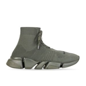 BALENCIAGA MEN'S SPEED 2.0 LACE-UP RECYCLED KNIT SNEAKER IN GREEN – BLA034