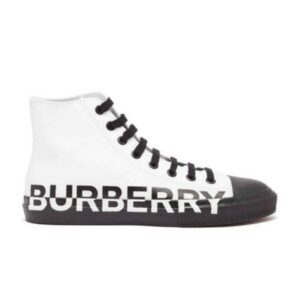 BURBERRY LOGO PRINT GABARDINE HIGH-TOP SNEAKERS – BBR029