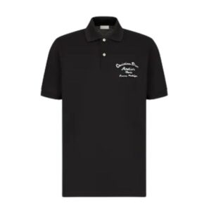 CHRISTIAN DIOR ATELIER' POLO SHIRT BLACK COTTON PIQUÃ‰ – DOT018