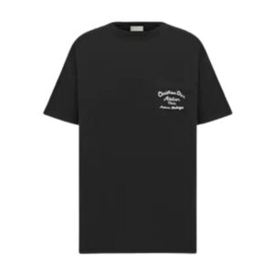 CHRISTIAN DIOR ATELIER' T-SHIRT RELAXED FIT BLACK COTTON JERSEY – DOT020