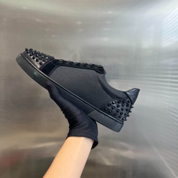 Christian Louboutin Casual Rivet Low Top Spikes Flats Black Sneaker – CLS047 - Image 3
