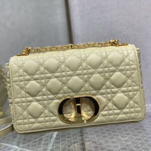 DIOR MEDIUM DIOR CARO BAG BEIGE SUPPLE CANNAGE CALFSKIN - DOB111