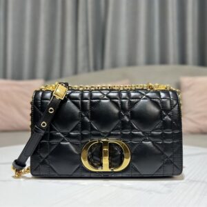 DIOR MEDIUM DIOR CARO BAG BLACK QUILTED MACROCANNAGE CALFSKIN - DOB061