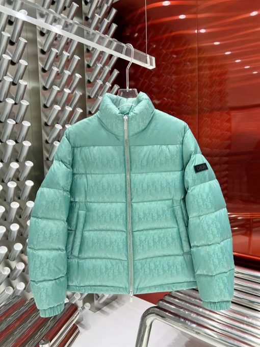 DIOR OBLIQUE DOWN JACKET SEA GREEN TECHNICAL JACQUARD – DRC004 - Image 10