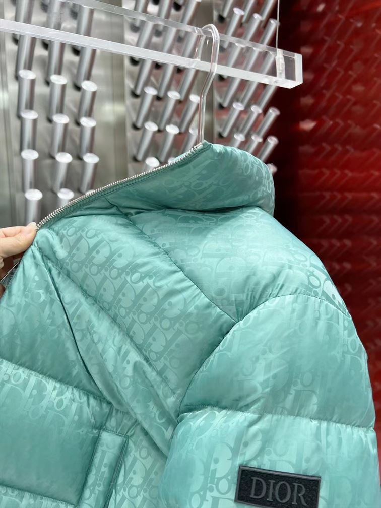 DIOR OBLIQUE DOWN JACKET SEA GREEN TECHNICAL JACQUARD – DRC004 - Image 9