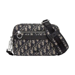 DIOR SAFARI MESSENGER BAG BEIGE AND BLACK DIOR OBLIQUE JACQUARD - DIO001