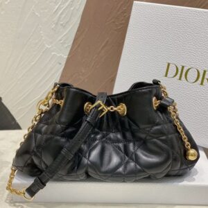 DIOR SMALL DIOR AMMI BAG BLACK SUPPLE MACROCANNAGE LAMBSKIN - DOB046