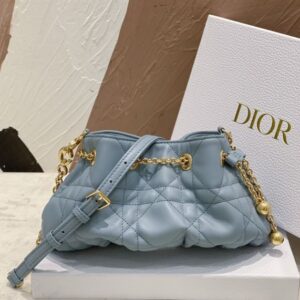 DIOR SMALL DIOR AMMI BAG BLUE SUPPLE MACROCANNAGE LAMBSKIN - DOB047