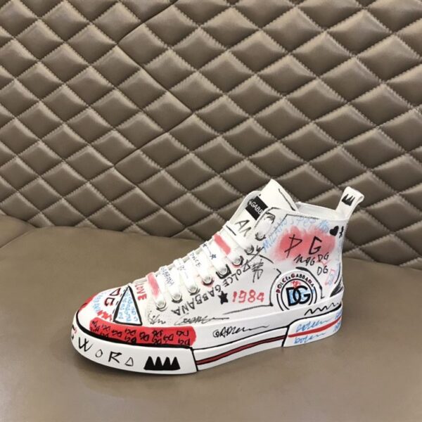 DOLCE & GABBANA HAND-PAINTED GRAFFITI CANVAS PORTOFINO LIGHT MID-TOP SNEAKERS – DG004 - Image 8