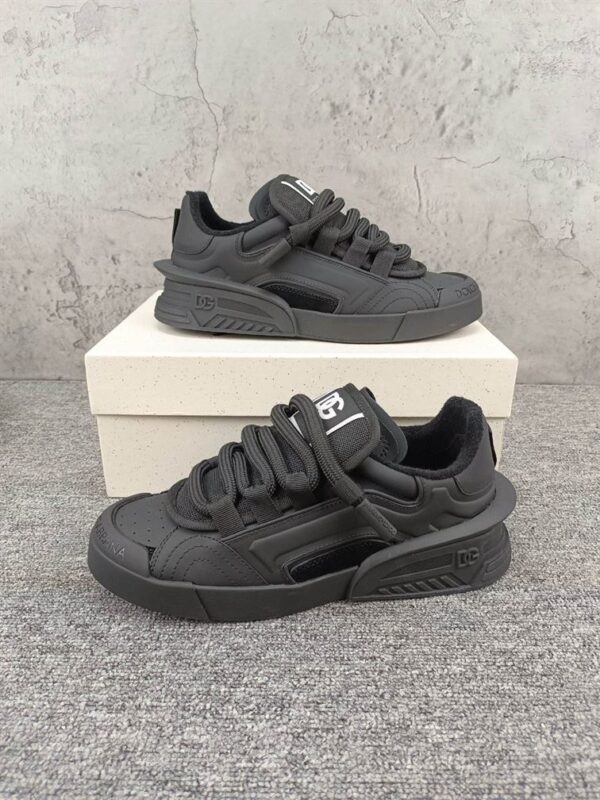 DOLCE & GABBANA MIXED-MATERIAL PORTOFINO SNEAKERS IN BLACK – DG038 - Image 2