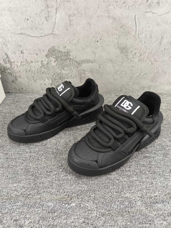 DOLCE & GABBANA MIXED-MATERIAL PORTOFINO SNEAKERS IN BLACK – DG038 - Image 6