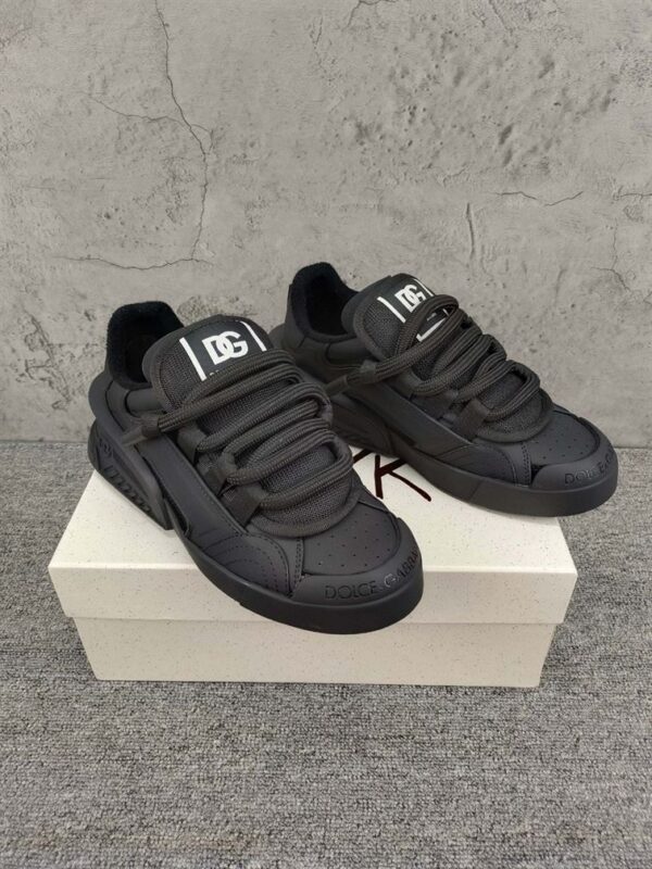 DOLCE & GABBANA MIXED-MATERIAL PORTOFINO SNEAKERS IN BLACK – DG038 - Image 3