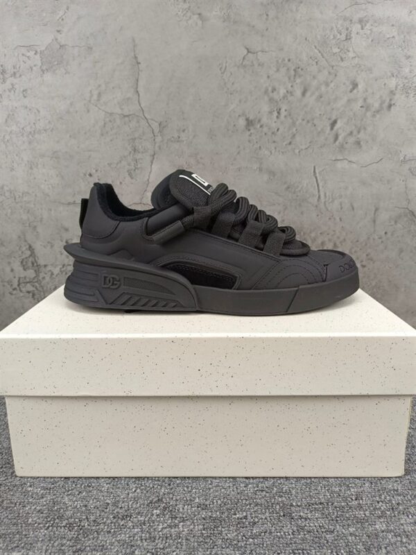 DOLCE & GABBANA MIXED-MATERIAL PORTOFINO SNEAKERS IN BLACK – DG038 - Image 4