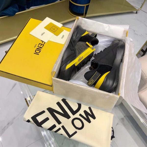 FENDI FLOW BLACK LEATHER LOW TOPS – FDS013 - Image 4