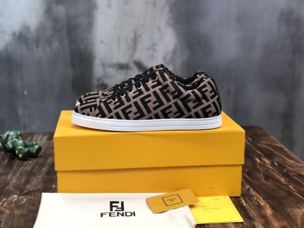FENDI SNEAKERS BROWN FABRIC LOW-TOPS – FDS007 - Image 2