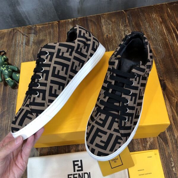 FENDI SNEAKERS BROWN FABRIC LOW-TOPS – FDS007 - Image 5