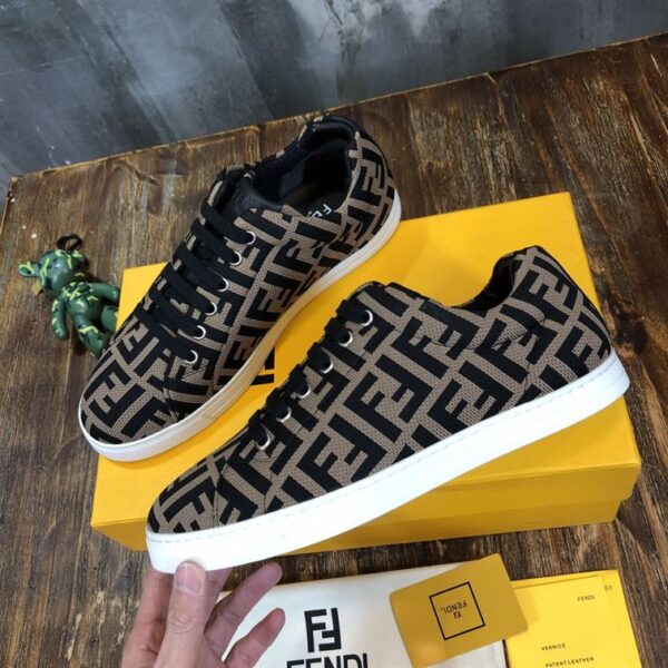 FENDI SNEAKERS BROWN FABRIC LOW-TOPS – FDS007 - Image 7