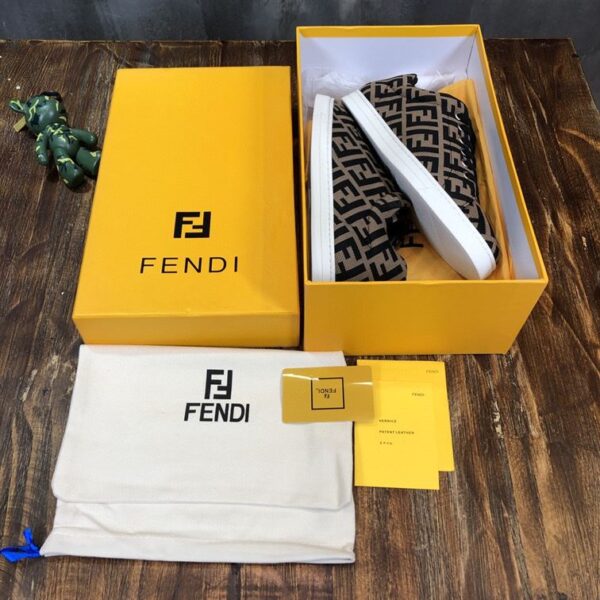 FENDI SNEAKERS BROWN FABRIC LOW-TOPS – FDS007 - Image 6