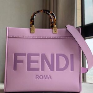 FENDI SUNSHINE MEDIUM LILAC LEATHER SHOPPER - F020