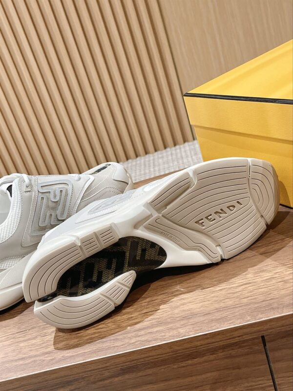 FENDY FASTER TRAINERS WHITE NUBUCK LEATHER LOW TOPS – FDS019 - Image 9