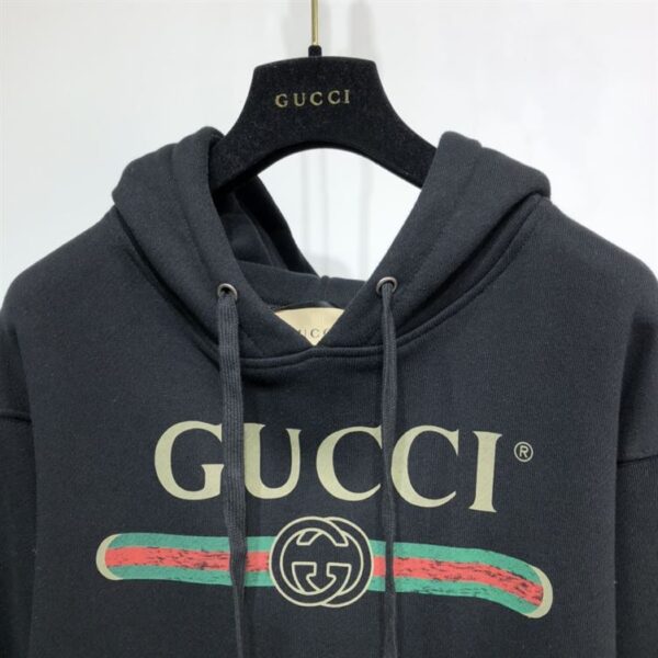 GUCCI BLACK VINTAGE LOGO COTTON SWEATSHIRT HOODED – GCK006 - Image 4