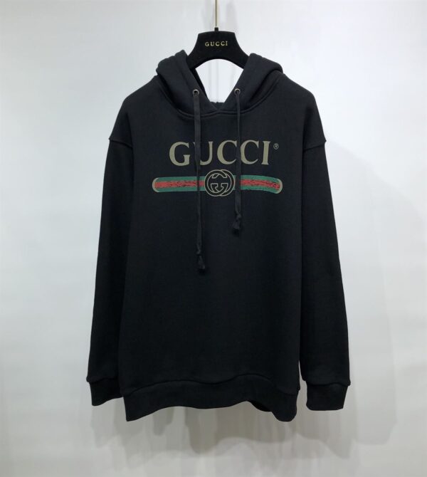 GUCCI BLACK VINTAGE LOGO COTTON SWEATSHIRT HOODED – GCK006 - Image 2