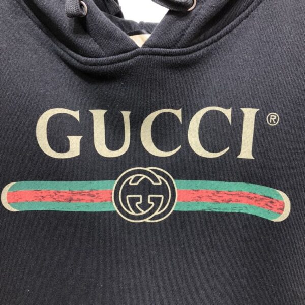 GUCCI BLACK VINTAGE LOGO COTTON SWEATSHIRT HOODED – GCK006 - Image 6