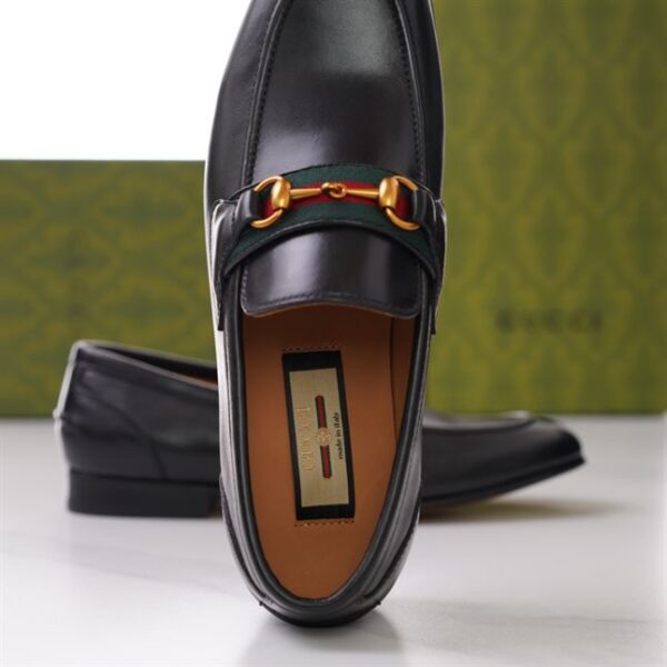 GUCCI BRIXTON WEB LOAFER IN LEATHER WITH HORSEBIT – GL013 - Image 4