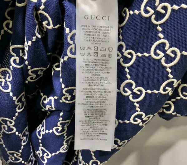 GUCCI DARK BLUE COTTON PIQUET GG STRETCH POLO – GGS013 - Image 9