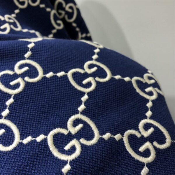 GUCCI DARK BLUE COTTON PIQUET GG STRETCH POLO – GGS013 - Image 7