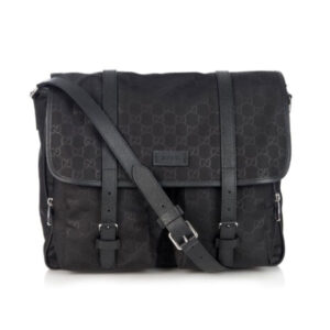 GUCCI GG GUCCISSIMA BLACK NYLON MESSENGER BAG - BG049