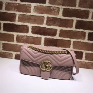 GUCCI GG MARMONT SMALL SHOULDER BAG DUSTY PINK LEATHER - GB61