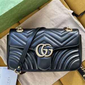 GUCCI GG MARMONT SMALL SHOULDER BAG IN BLACK LEATHER - GB58