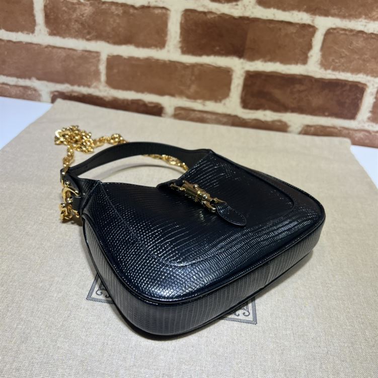 GUCCI JACKIE 1961 LIZARD MINI BAG IN BLACK - GB77 - Image 4