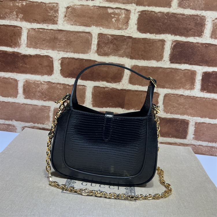GUCCI JACKIE 1961 LIZARD MINI BAG IN BLACK - GB77 - Image 2