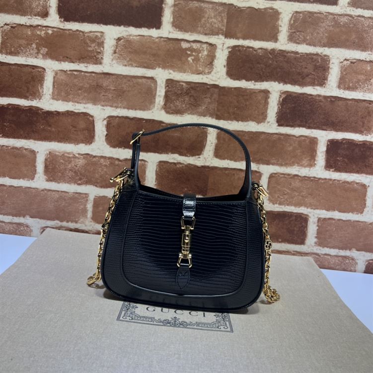 GUCCI JACKIE 1961 LIZARD MINI BAG IN BLACK - GB77