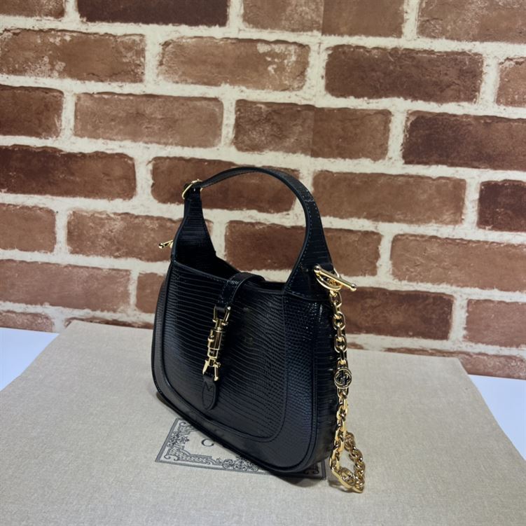 GUCCI JACKIE 1961 LIZARD MINI BAG IN BLACK - GB77 - Image 3