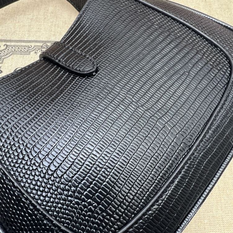 GUCCI JACKIE 1961 LIZARD MINI BAG IN BLACK - GB77 - Image 7