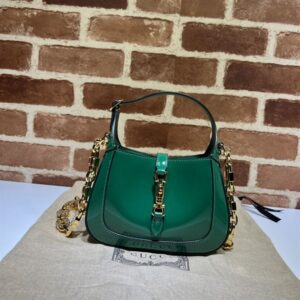 GUCCI JACKIE 1961 MINI SHOULDER BAG WITH GREEN PATENT LEATHER - GB76