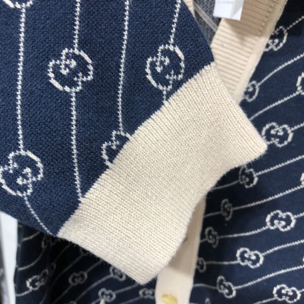 GUCCI NAVY & OFF-WHITE GG JACQUARD CARDIGAN – GCJ003 - Image 6